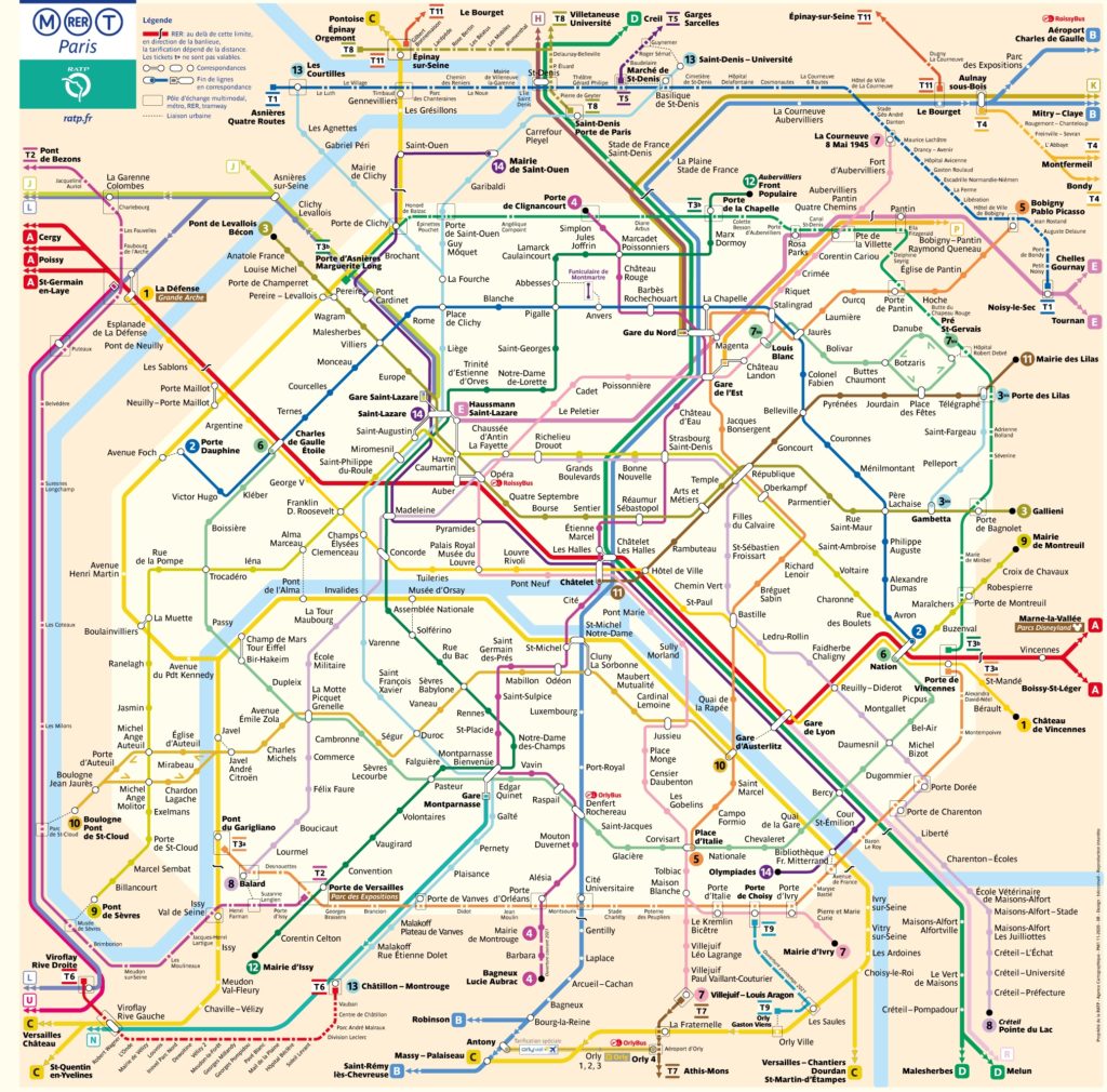 Parijs metrokaart 2021